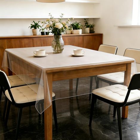 Nappe transparente lavable, film de protection de table en PVC transparent, 0,13 mm d'épaisseur, imperméable et anti-graisse, film de protection de table (150 x 200 cm) (1/5)