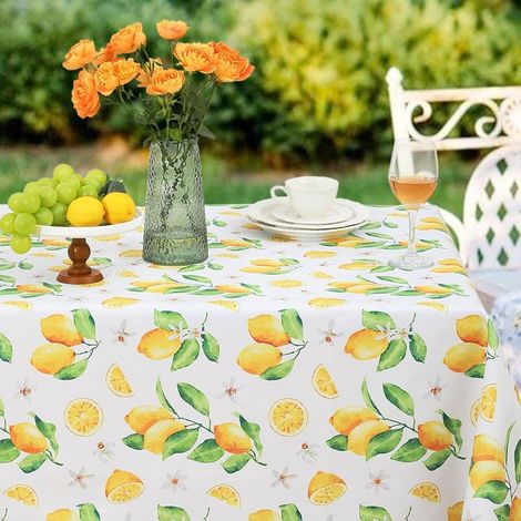 Tovaglia in tela cerata, motivo limoni, PVC 350GSM, impermeabile, ritagliabile, per giardino, terrazza, festa estiva (1/5)