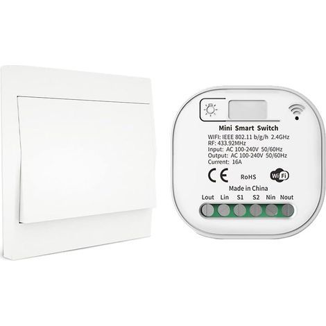 Beijiyi – Télécommande sans fil interrupteur d'éclairage RF433 et WiFi – Pas de batterie ni câblage – Compatible Alexa Google Home Tuya – 1 émetteur 1 récepteur (1/5)