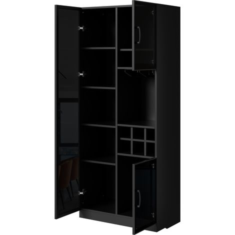 Vetrina con LED controllabile via app, ante in vetro, portabottiglie, 60x36x160 cm (1/5)