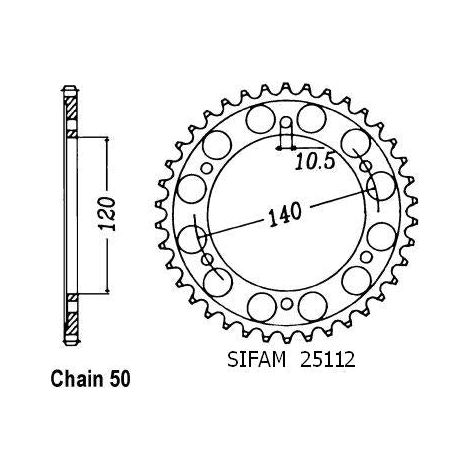 Couronne Acier Kawasaki - 530 - 42 Dents - Similaire JTR499 - Made in Germany