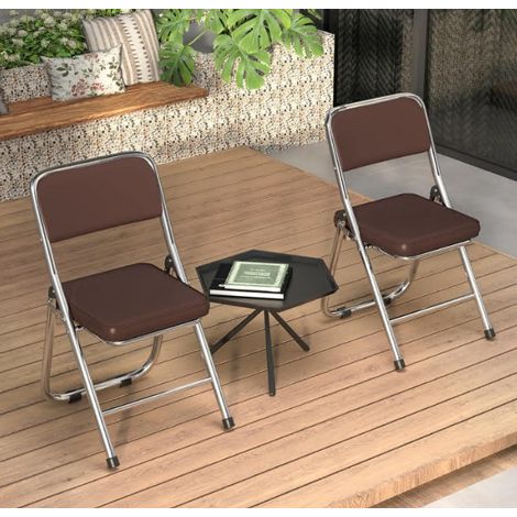 Lot de 2 Chaises Pliantes en Simili Cuir Pieds Chromés Luxe – Design Moderne pour Cuisine/Bureau/Salle de Réunion Confort Ergonomique & Nettoyage Facile – Stockage Compact