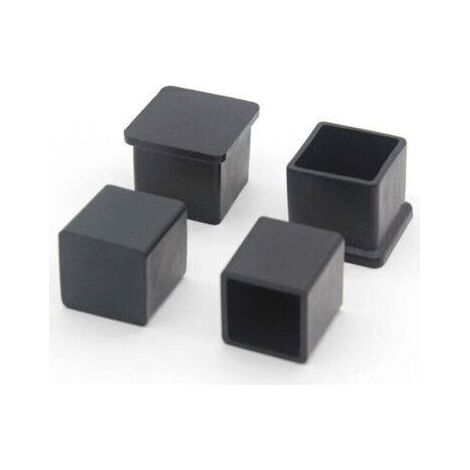 Lot de 10 Embouts de Pieds de Chaise carrés en Caoutchouc antidérapant pour protéger Le Sol des Meubles et des Tables 20 x20 mm, Noir (1/4)