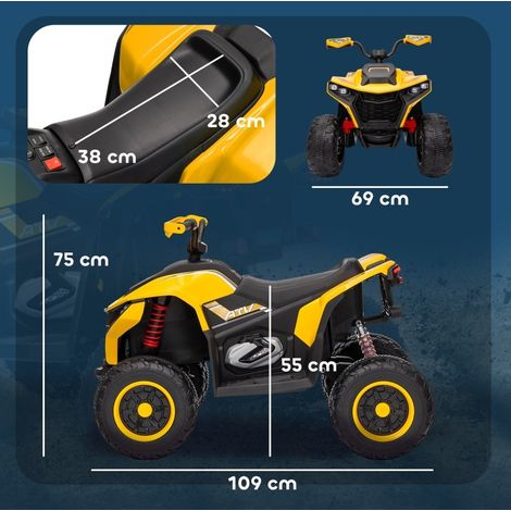 Quad elettrico per bambini 3-6 km/h con LED, musica e USB, giallo HAVRYA (1/2)