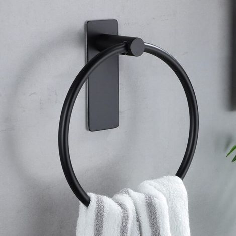 SABIR Anneau Porte-Serviette Porte Serviette Rond Auto-Adhésif Anneau Porte Serviette Porte-Serviettes Accessoires Salle de Bain, Noir (1/5)