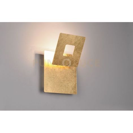 LEANO APPLIQUE LED  6W 560lm, 3000K METALLO ORO DIFFUSORE QUADRATO ORIENTABILE L. 18CM