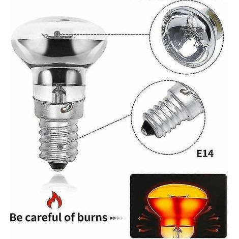 Ampoules à lave R39 E14 40 W, culot à vis Edison, réflecteur SES, petites ampoules à lave, blanc chaud 2800 K, dimmables R39 (lot de 2)