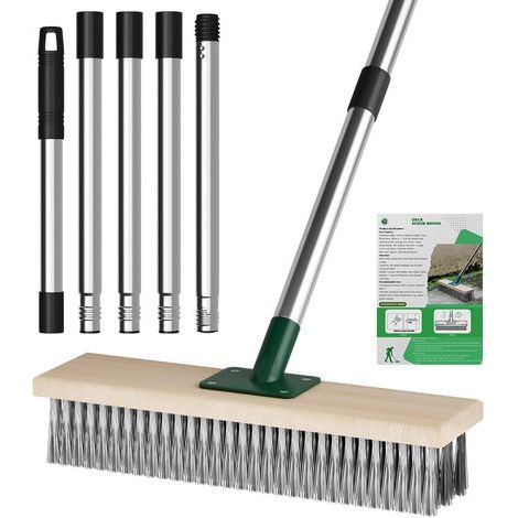 Metal brush, stainless steel bristles, 144.8 cm telescopic handle, 30.5 cm wide, for patio or terrace (1/5)