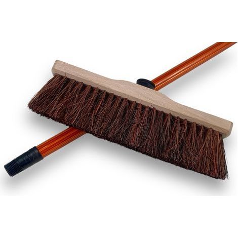 Yard Broom, 70 mm Handle, Arenga Basin Fiber Blend, Varnished Wooden Handle, 30 cm Length, Outdoor (1/5)