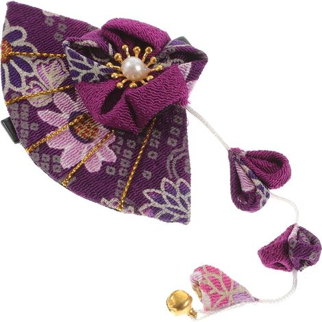 Cherry Blossom Pom-Pom Hair Clip, Purple for Women (1/5)