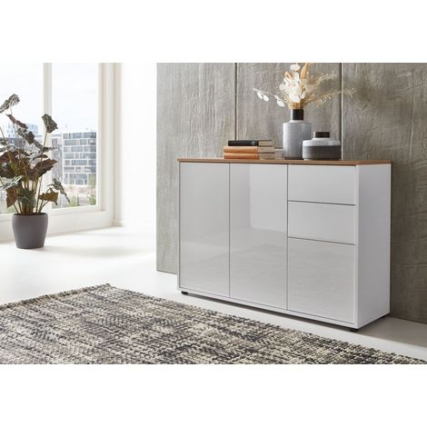 BMG Möbel Kommode »Mailand 10 Artisan« (in weiß-Oberboden Artisan Eiche/Hochglanz weiß), Schubladenkommode Anrichte Sideboard (1/5)