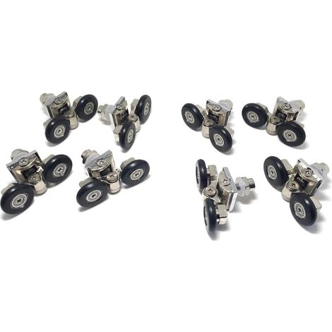 Lot de 8 roulettes pour porte de douche simple/glissières/roues/poulies Diamètre 25 mm Pièces de rechange en alliage de zinc (1/5)