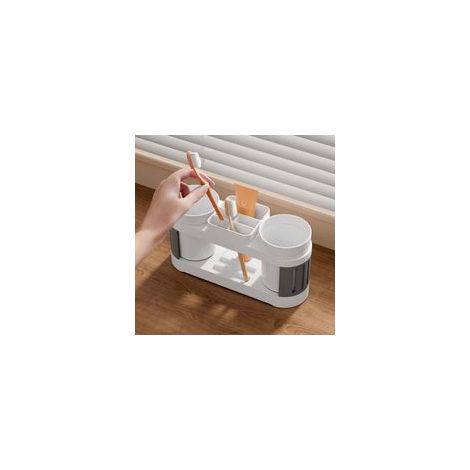 Porte-brosse à dents avec deux gobelets pour bain de bouche, rangement pour brosse à dents, porte-brosse à dents électrique, organisateur de salle de bain