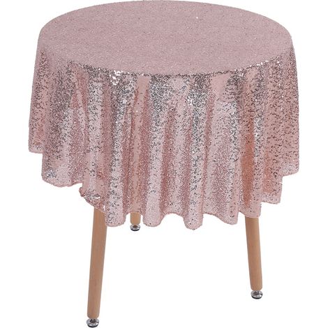 Nappe À Paillettes Rose Or - Protection De Table En Polyester Résistante - Pour Mariage Et Fête - 1 Pièce (1/5)