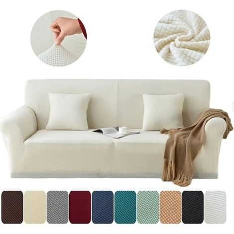 Copridivano elasticizzato jacquard monopezzo, morbido copridivano (190-230 cm) - 3 posti, bianco
