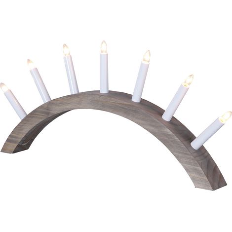 Arche à bougies en bois Star Trading 'Aura', 7 bougies E10, fonctionnement sur secteur, teinté marron, L 58 cm, H 29 cm