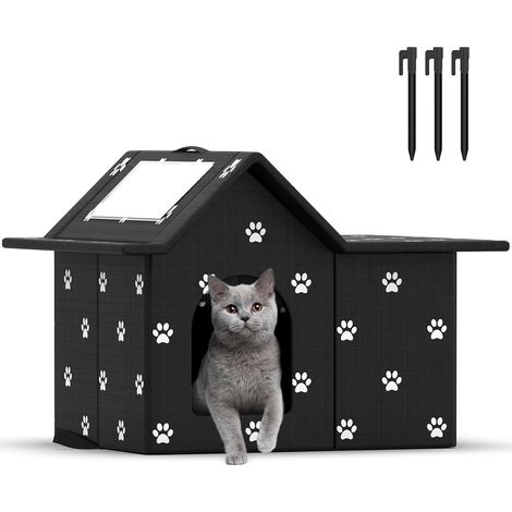 Outdoor Cat House Weatherproof Brown Niche pour Chat Exterieur, Cabane Chat Exterieur Facile à Laver, Résistance à La Chaleur et au Froid, Niche D'extérieur pour Chats pour (1/5)