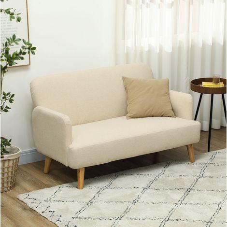 MEUBLIV 2-Sitzer-Sofa 130 x 74 x 79 cm weiß – Armlehnen und Samt (1/5)