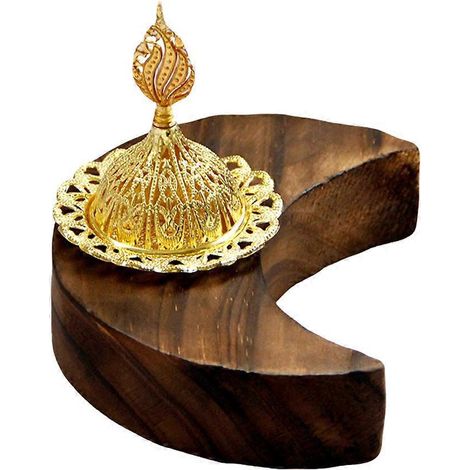 Porte-encens décoratif pour bureau, brûleur d'encens pour aromathérapie, porte-encens pour bâtonnets, porte-encens conique, Mabkhara Bakhoor-13.6X11.4X11CM-Black Golden