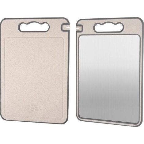 Planche à découper double face pour la cuisine, non toxique, antidérapante, avec canaux d'égouttage, fabriquée en matériau de qualité alimentaire, compatible lave-vaisselle, facile à nettoyer. (1/4)