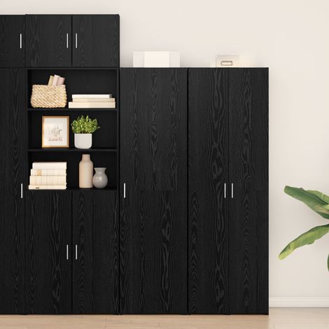 Highboard 2 pcs Schwarz Eichen-Optik 50 x 42,5 x 185 cm