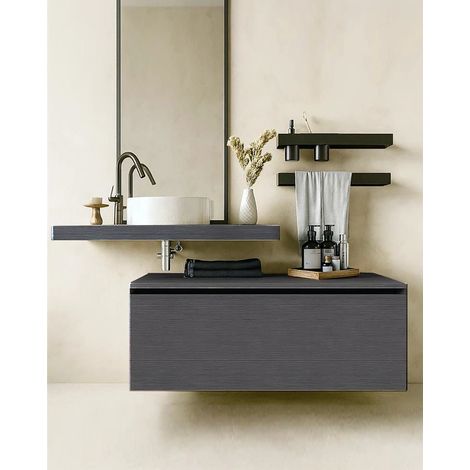 Mobile bagno grigio 90x50 Elsa top e lavabo da appoggio (1/5)