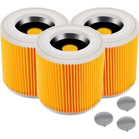 Lot de 3 filtres cartouche pour Krcher WD3 Premium, WD2, WD3, WD3P, MV2, MV3 - Filtre WD3 - Filtre de rechange pour aspirateur Krcher 6.414-552.0/64145520 (1/5)