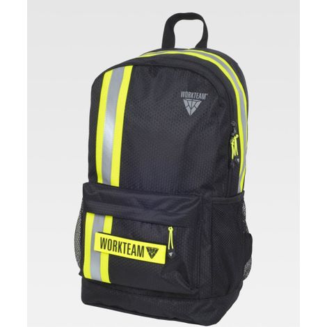 Mochila combinada de alta visibilidad reflectante-fluorescente 17l WFA440 WORKTEAM  Rojo / Amarillo flúor