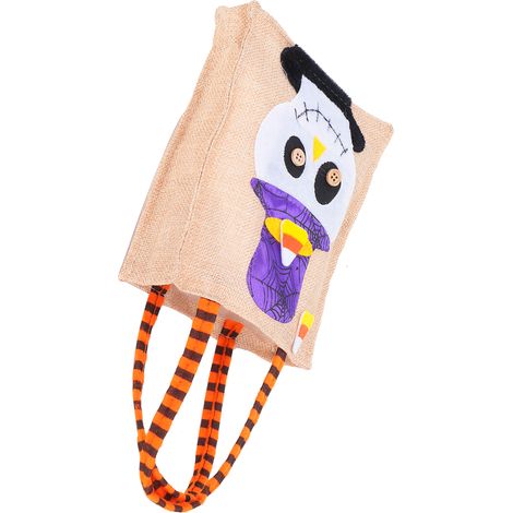 Sac fourre-tout en lin pour Halloween avec anses, disponible en 4 modèles, parfait pour ranger les bonbons d'Halloween, orné d'un motif de crâne.