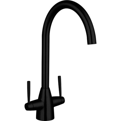 Nuie Nila Kitchen Sink Mixer Tap Dual Lever Handle - Black (1/2)