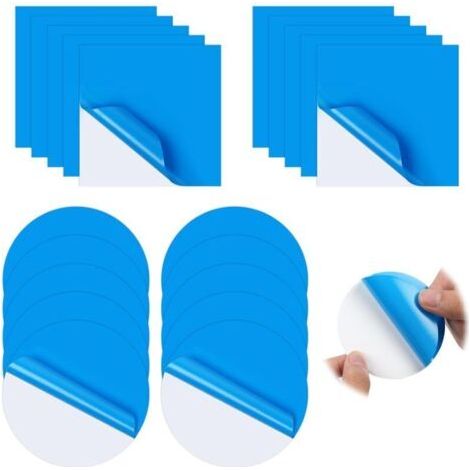 Rustine pour Piscine , Lot de 20 rustines de réparation Autocollantes pour Piscine , Kit de Réparation de Patch en PVC , Rustine Piscine pour réparation de Piscine lit à Eau , 10 carrés 10 Cercles