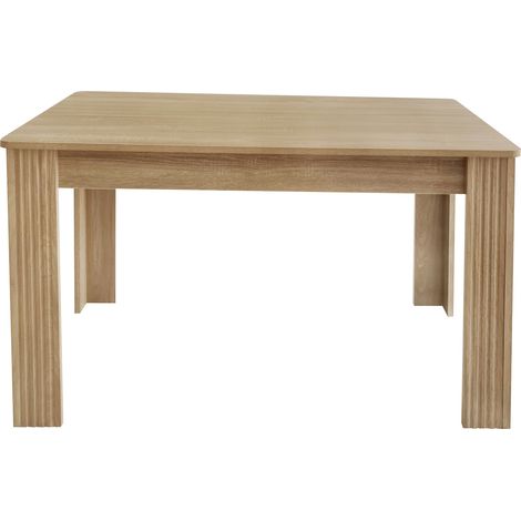 Table à manger rectangulaire en panneau de particules, design moderne couleur chêne, 130 kg capacité de charge (1/5)