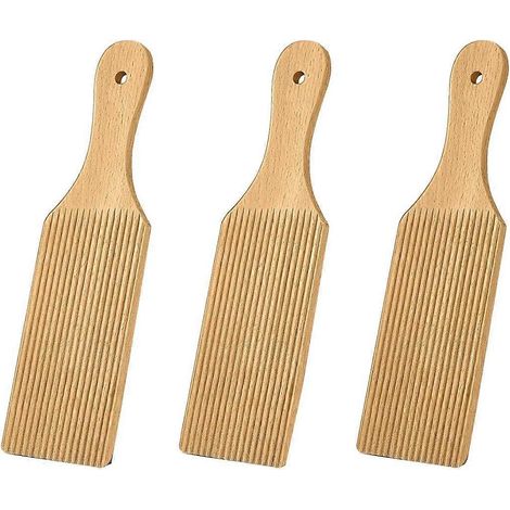Lot de 3 planches à gnocchis et spatules à beurre en bois pour étaler la pâte (23 x 7 cm). Outils pour la fabrication de pâtes et de gnocchis. (1/5)