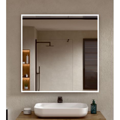 BELLOBATH - Rechteckiger Badspiegel zur Wandmontage mit weißem Aluminiumrahmen - 70 cm hoch x 60 cm breit (1/5)