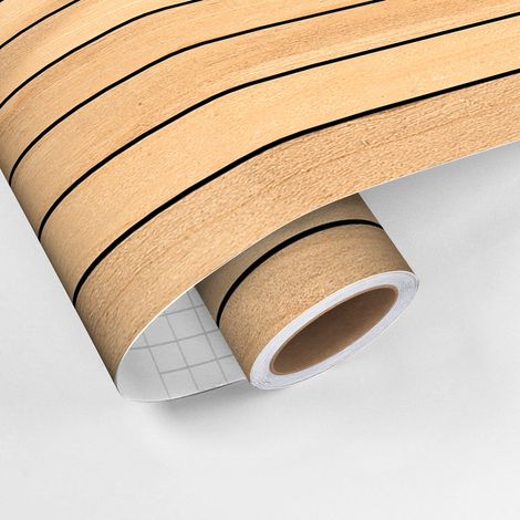 Rouleau revêtement adhésif vinyle au mètre - Sticker mural panneau de bois - CLAIR ET NOIR - 60x100cm (1/5)