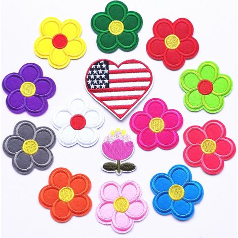 14 Pices Broderie Patch Thermocollant Ecusson Coudre, Fleur Tournesol Coudre Sur Fer Sur Patches, Badge Brod Applique Autocollant De Patch Pour V (1/5)
