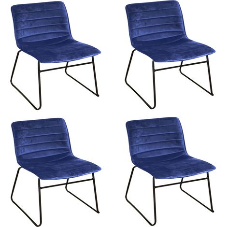 Lot de 4 chaises de table en velours avec pieds en métal BROOKLYN (1/2)