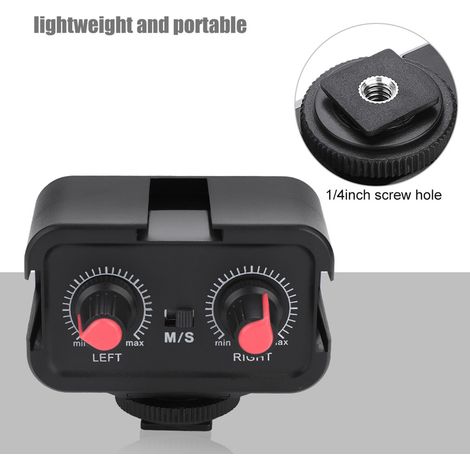 Adaptateur mélangeur audio universel pour microphone à 2 canaux WS-V2 avec entrées 3,5 mm pour appareils photo reflex numériques (1/5)