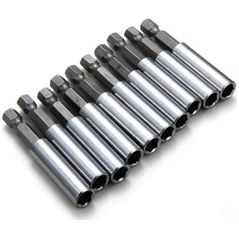 Set di 10 portainserti magnetici per avvitatori a percussione, esagonali da 60 mm, 6,35 mm, per trapani elettrici, avvitatori elettrici, cacciaviti elettrici (1/4)