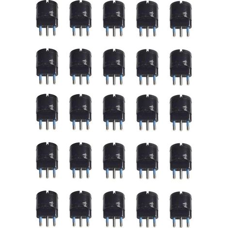 Adattatore Spina Elettrica 2P+T 16A con 1 Presa Ita 10A / Schuko 16A 2P+T 250V Max 1500W Nero