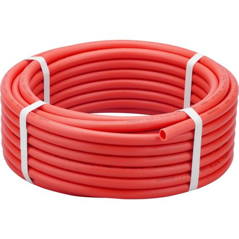 – Tube PER nu rouge Ø12mm – Longueur 15 mètres – Résistant à 90°C et 6 Bar – Pour circuits de chauffage et alimentation en eau potable