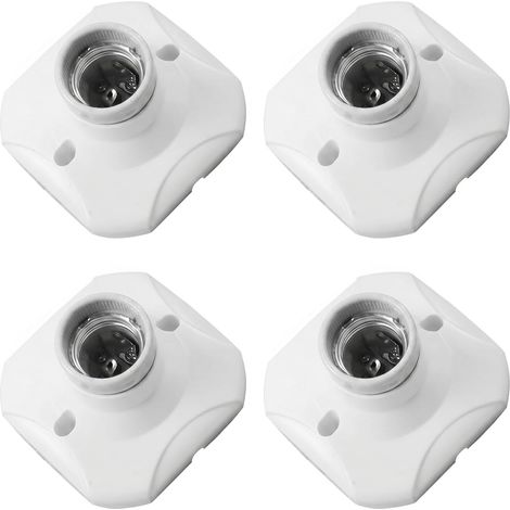 Douille Plafond Ampoule E27, 4 Pièces Support Douille à Visser E27 vers E14 Convertisseur Douille Garage pour Ampoule LED, Base Plafonnier Culot, Base de Lampe Plastique Blanche, AC 220-240V (1/5)