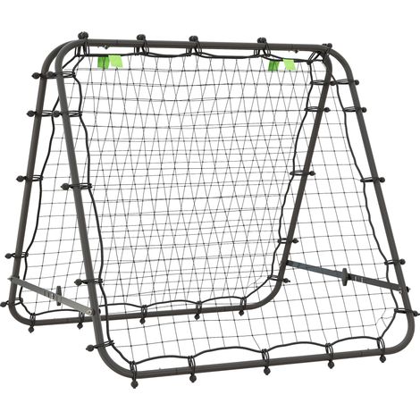 Rete rimbalzante calcio bifacciale regolabile 100 x 95 x 90 cm acciaio nero pieghevole - CHICFURN (1/5)