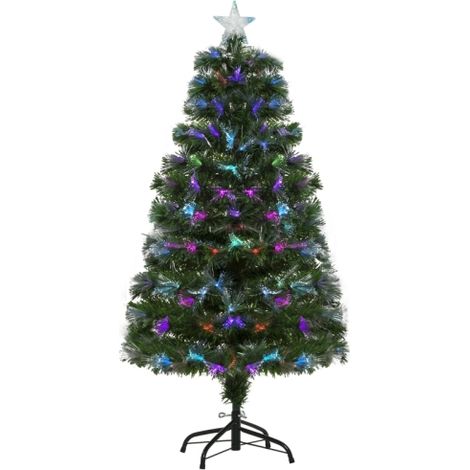 Sapin de Noël artificiel lumières LED sommet étoilé 120 cm 66 cm Vert (1/3)