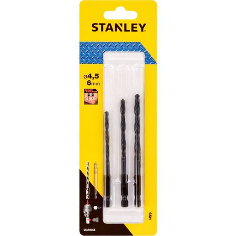 Conjunto de brocas HSS para metal madera y plástico ø 4 5 y 6mm. Eje hexagonal  STANLEY STA50068-XJ