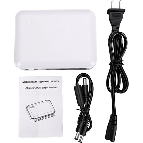 Mini UPS, alimentatore portatile di emergenza da 6000 mAh con 5 porte USB, alimentazione DC 5V, 9V, 12V per router, modem, telecamere di sicurezza, spina USA. (1/5)