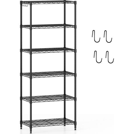 Estantería de almacenaje reconfigurable 59 x 34 x 150 cm robusta con 6 estantes ajustables metal negro 200019643