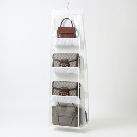 Penderie de rangement pour sacs a main, 8 compartiments blancs (1/5)