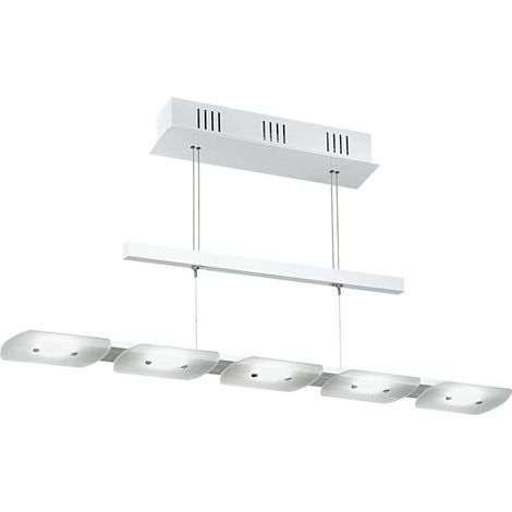 Lampada a sospensione a LED lampada da cucina lampada a sospensione lampada a sospensione regolabile in altezza sala da pranzo, alluminio acciaio vetro satinato, 5x 4.8W 210Lm bianco caldo (1/3)