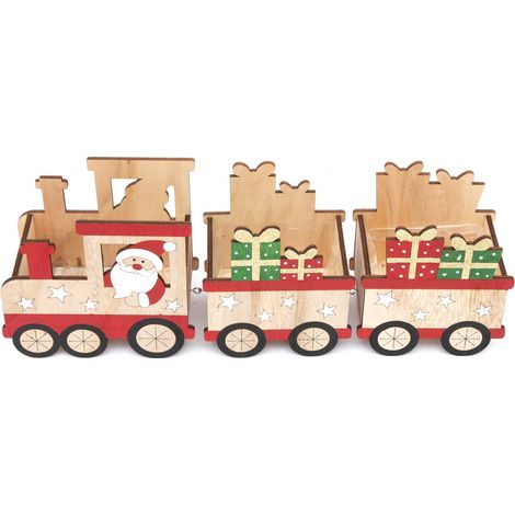 Décoration de Noël petit train en bois XMAS TRADI